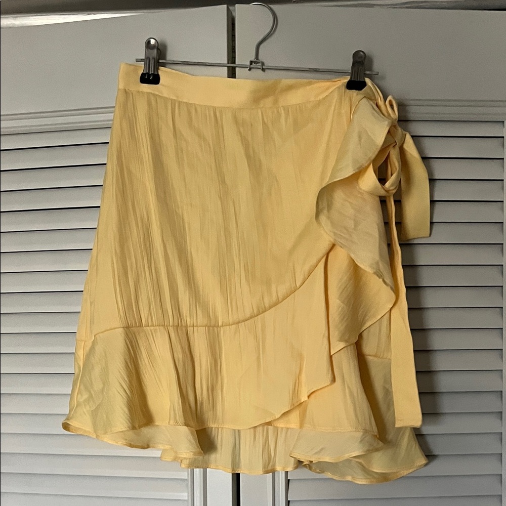 Maeve Pale Yellow Tie-Waist Ruffle Skirt